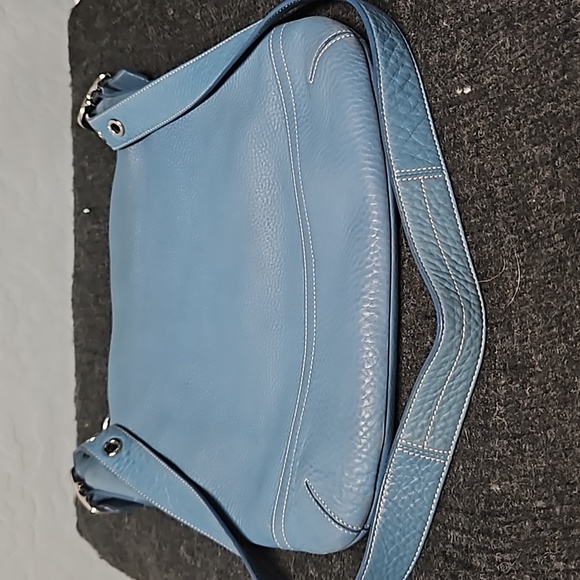 VINTAGE Coach Legacy Pebbled Leather Tassel crossbody - cornflower blue - Picture 7 of 16